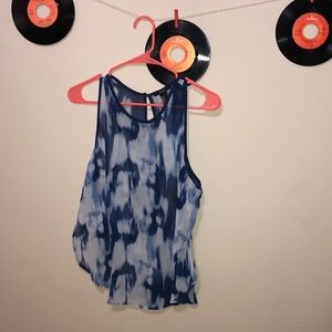 Sheer blue tank, open sides